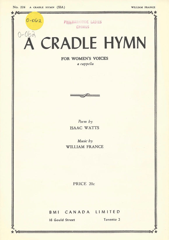 Cradle Hymn, A (0-062)