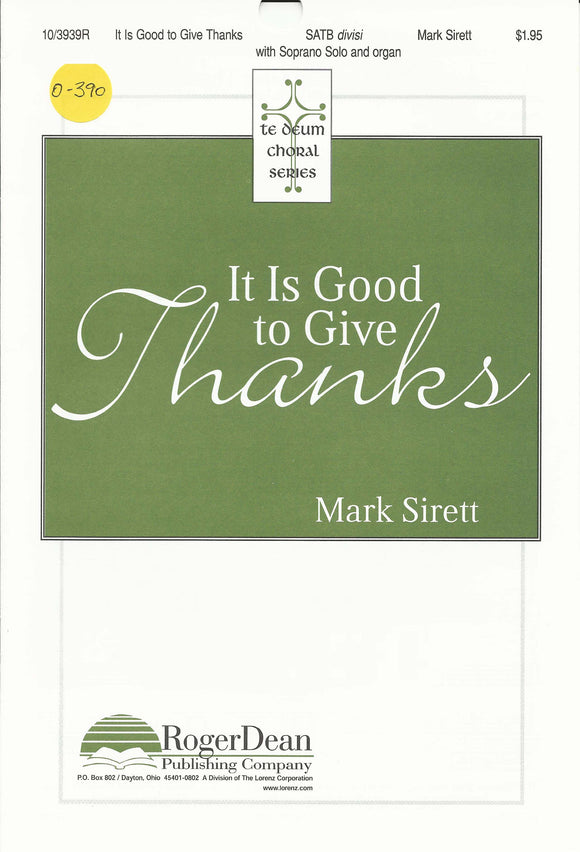 It is Good to Give Thanks (0-390)