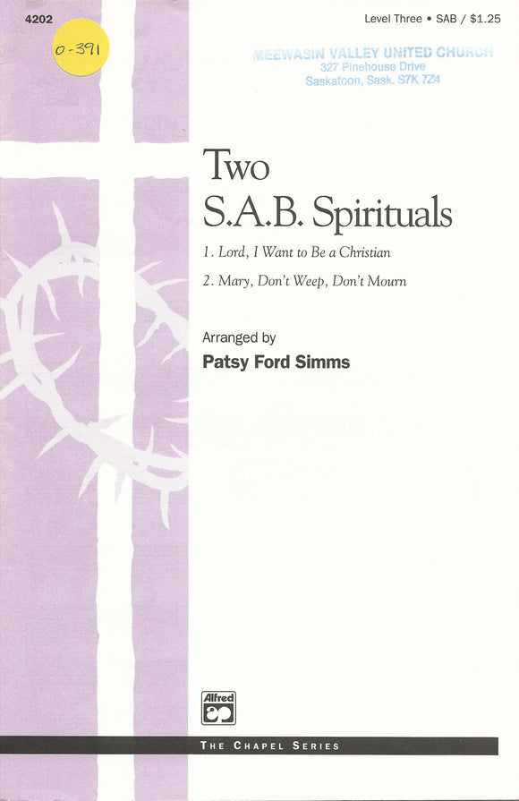 Two SAB Spirituals (0-391)
