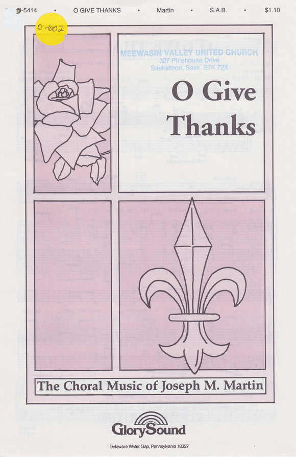 O Give Thanks (0-602)