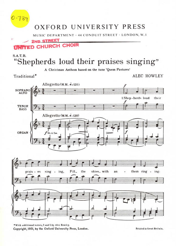 Shepherds Loud Their Praises Singing (0-789)