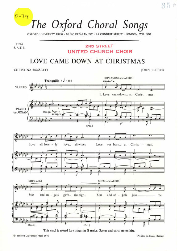 Love Came Down At Christmas (0-791)