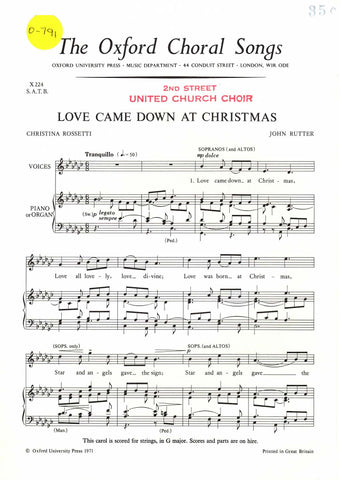 Love Came Down At Christmas (0-791)