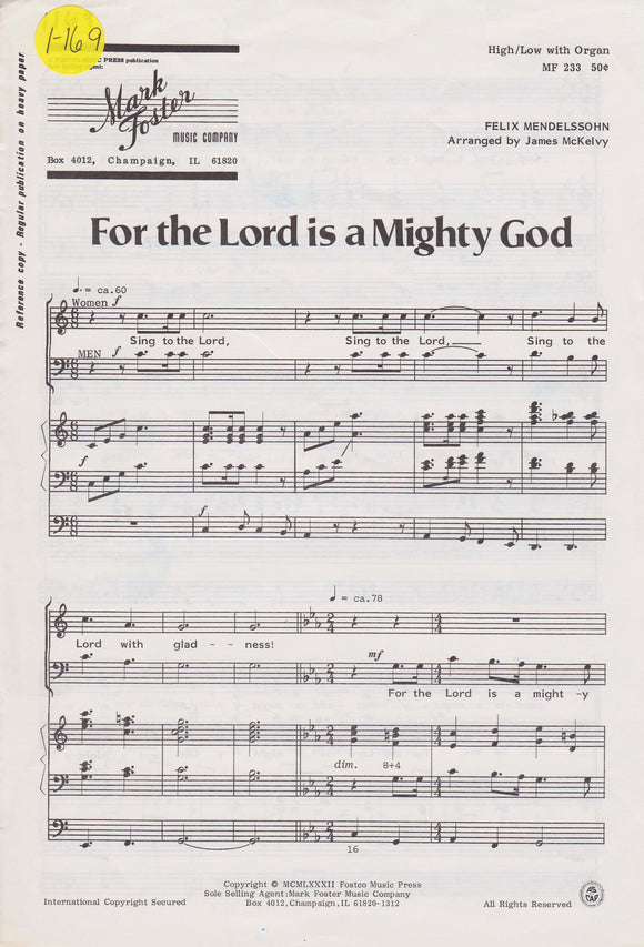 For the Lord is a Mighty God (1-169)