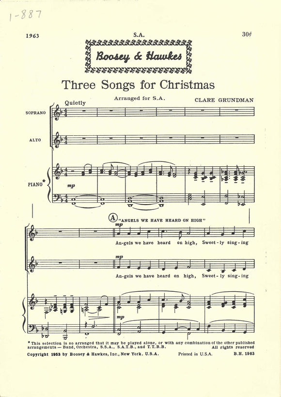 Three Songs for Christmas (1-887)