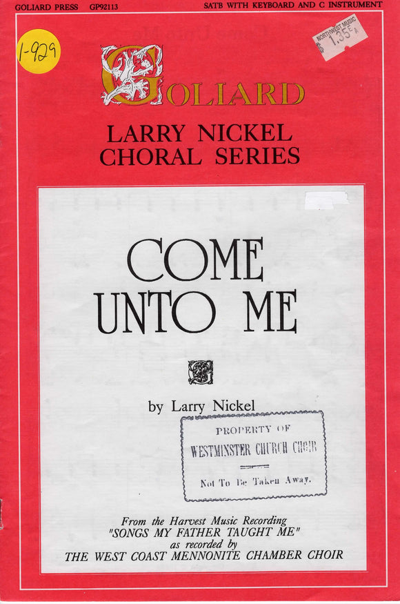 Come Unto Me (1-929)