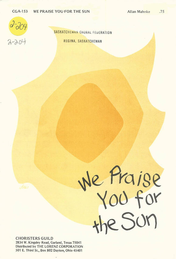 We Praise You For the Sun (2-204)