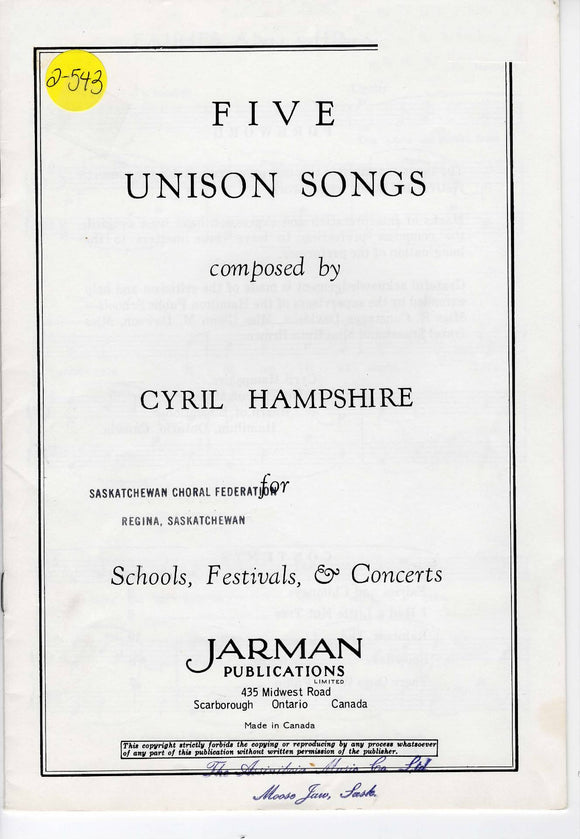 Five Unison Songs (2-543)