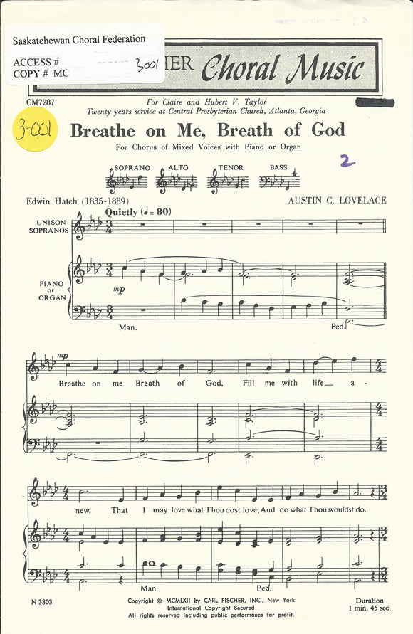 Breathe on Me, Breath of God (3-001)